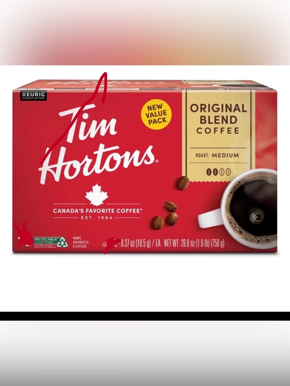 Tim Hortons Original Blend Medium Roast Coffee K-Cup Pods 120ct Keurig